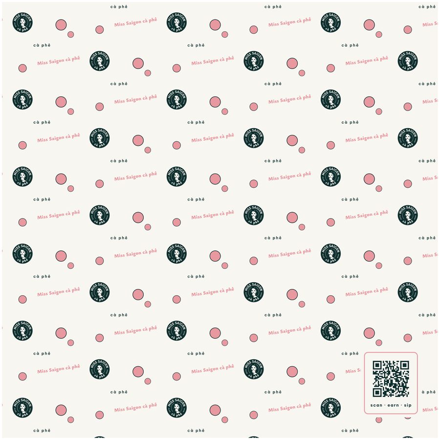 Printed bánh mì wrap sheet with badge pattern